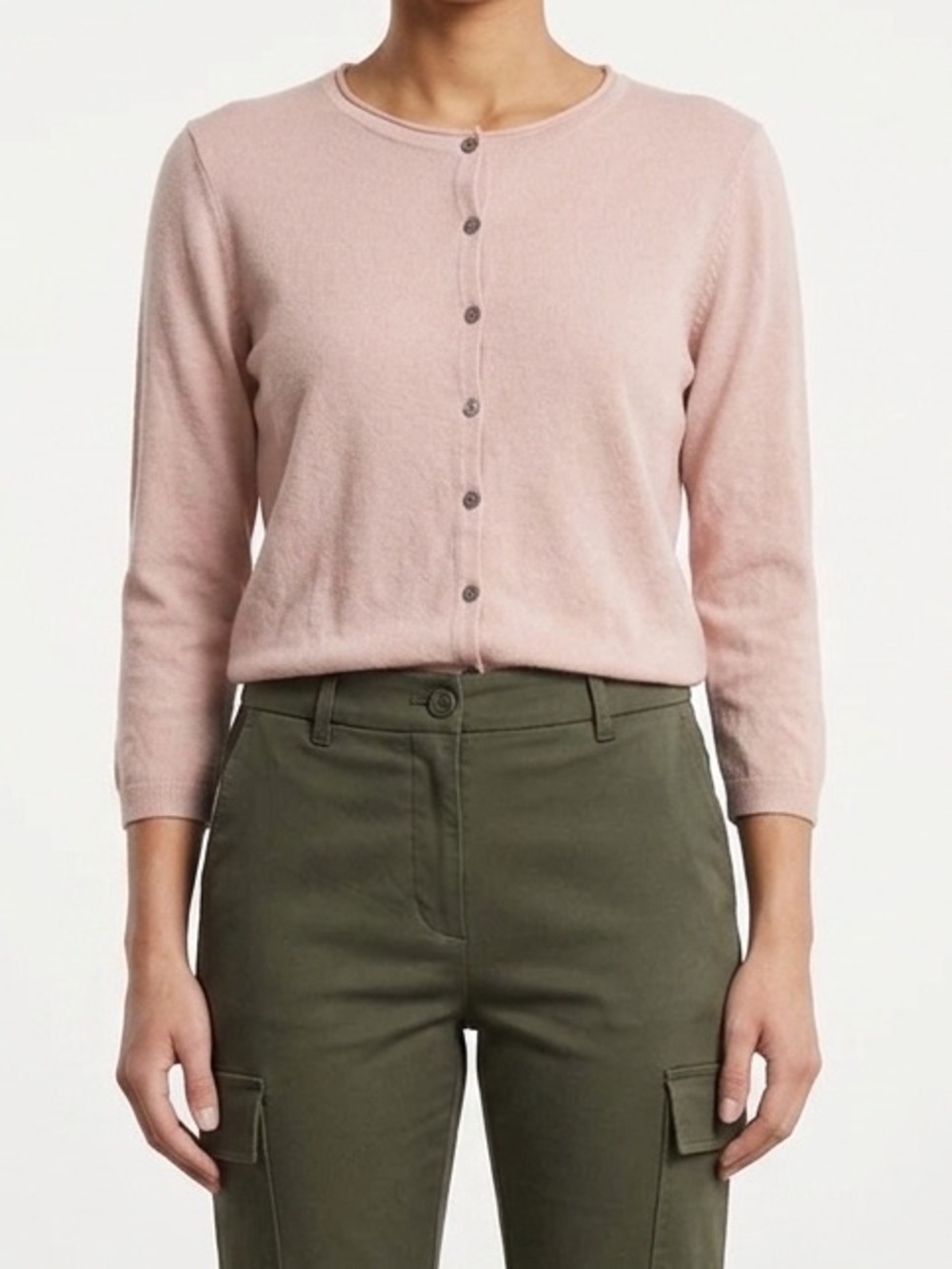 H&M Soft Blush Crewneck Button Cardigan